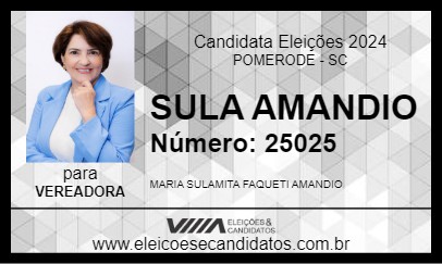 Candidato SULA AMANDIO 2024 - POMERODE - Eleições