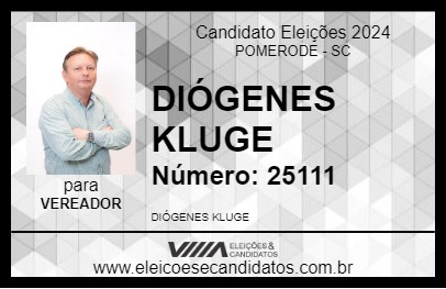 Candidato DIÓGENES KLUGE 2024 - POMERODE - Eleições