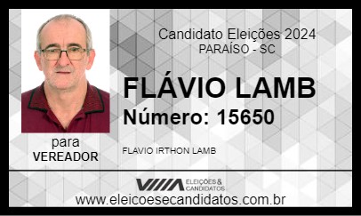 Candidato FLÁVIO LAMB 2024 - PARAÍSO - Eleições