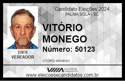 Candidato VITÓRIO MONEGO 2024 - PALMA SOLA - Eleições