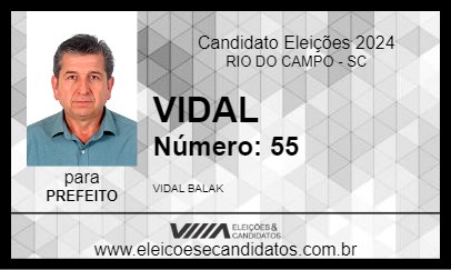 Candidato VIDAL 2024 - RIO DO CAMPO - Eleições