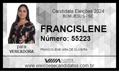 Candidato FRANCISLENE 2024 - BOM JESUS - Eleições