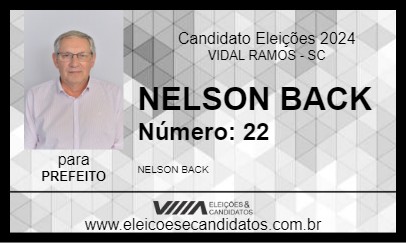 Candidato NELSON BACK 2024 - VIDAL RAMOS - Eleições