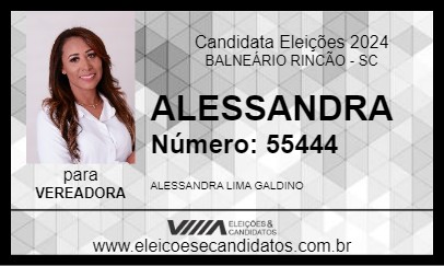 Candidato ALESSANDRA 2024 - BALNEÁRIO RINCÃO - Eleições