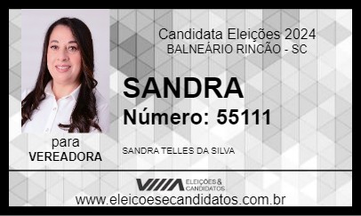 Candidato SANDRA 2024 - BALNEÁRIO RINCÃO - Eleições