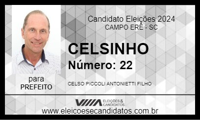 Candidato CELSINHO 2024 - CAMPO ERÊ - Eleições