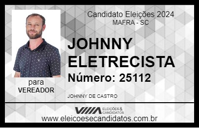 Candidato JOHNNY ELETRECISTA 2024 - MAFRA - Eleições