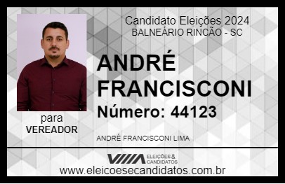 Candidato ANDRÉ FRANCISCONI 2024 - BALNEÁRIO RINCÃO - Eleições