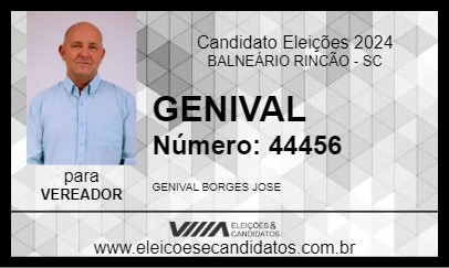 Candidato GENIVAL  2024 - BALNEÁRIO RINCÃO - Eleições