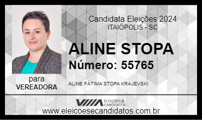 Candidato ALINE STOPA 2024 - ITAIÓPOLIS - Eleições