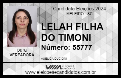 Candidato LELAH FILHA DO TIMONI 2024 - MELEIRO - Eleições