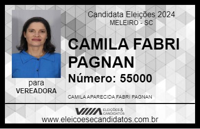 Candidato CAMILA FABRI PAGNAN 2024 - MELEIRO - Eleições