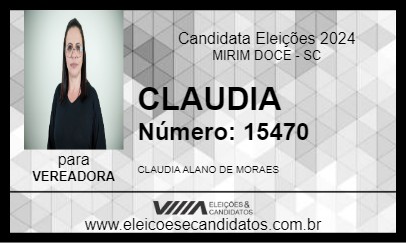 Candidato CLAUDIA 2024 - MIRIM DOCE - Eleições