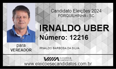 Candidato IRNALDO UBER 2024 - FORQUILHINHA - Eleições