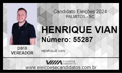 Candidato HENRIQUE VIAN 2024 - PALMITOS - Eleições