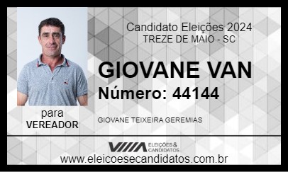 Candidato GIOVANE VAN 2024 - TREZE DE MAIO - Eleições