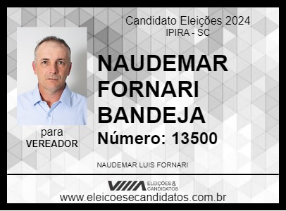 Candidato NAUDEMAR FORNARI BANDEJA 2024 - IPIRA - Eleições