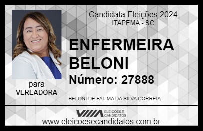 Candidato ENFERMEIRA BELONI 2024 - ITAPEMA - Eleições