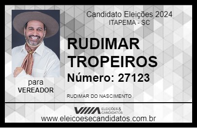 Candidato RUDIMAR TROPEIROS 2024 - ITAPEMA - Eleições