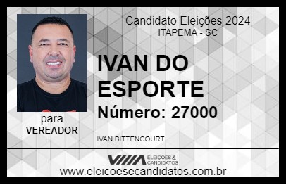 Candidato IVAN DO ESPORTE 2024 - ITAPEMA - Eleições