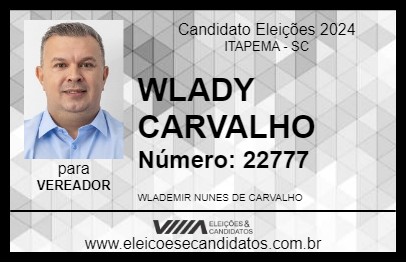 Candidato WLADY CARVALHO 2024 - ITAPEMA - Eleições