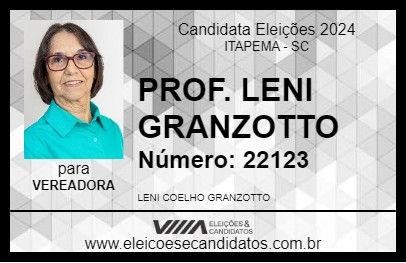 Candidato PROF. LENI GRANZOTTO 2024 - ITAPEMA - Eleições