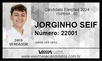 Candidato JORGINHO SEIF 2024 - ITAPEMA - Eleições