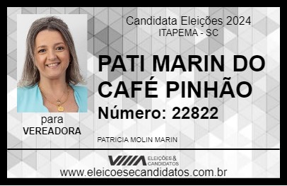 Candidato PATI MARIN DO CAFÉ PINHÃO 2024 - ITAPEMA - Eleições