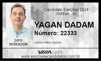 Candidato YAGAN DADAM 2024 - ITAPEMA - Eleições