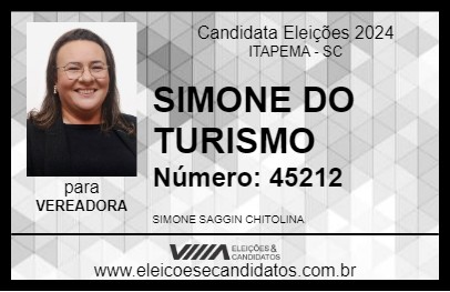 Candidato SIMONE DO TURISMO 2024 - ITAPEMA - Eleições