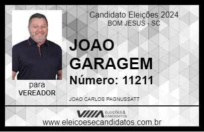 Candidato JOÃO DA GARAGEM 2024 - BOM JESUS - Eleições