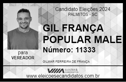 Candidato GIL FRANÇA POPULAR MALE 2024 - PALMITOS - Eleições