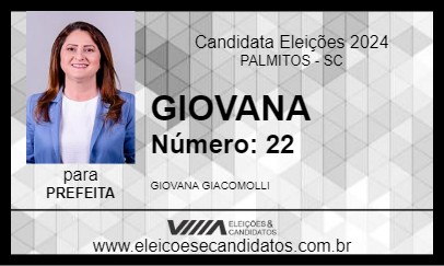 Candidato GIOVANA 2024 - PALMITOS - Eleições