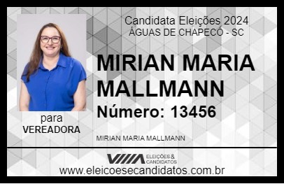 Candidato MIRIAN MARIA MALLMANN 2024 - ÁGUAS DE CHAPECÓ - Eleições