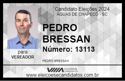 Candidato PEDRO BRESSAN 2024 - ÁGUAS DE CHAPECÓ - Eleições