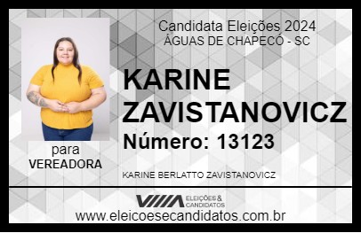 Candidato KARINE ZAVISTANOVICZ 2024 - ÁGUAS DE CHAPECÓ - Eleições