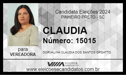 Candidato CLAUDIA 2024 - PINHEIRO PRETO - Eleições