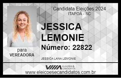 Candidato JESSICA LEMONIE 2024 - ITAPOÁ - Eleições