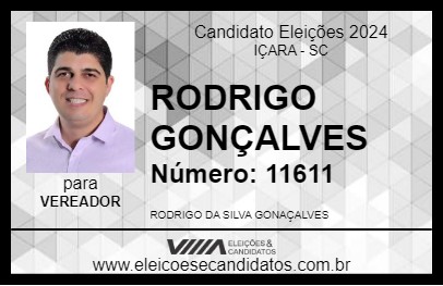 Candidato RODRIGO GONÇALVES 2024 - IÇARA - Eleições