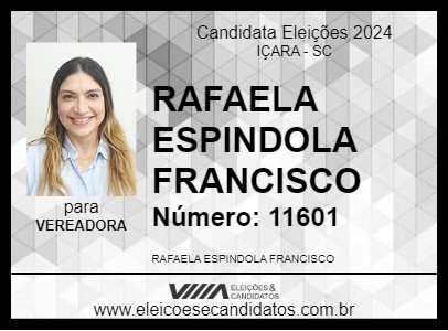 Candidato RAFAELA ESPINDOLA 2024 - IÇARA - Eleições