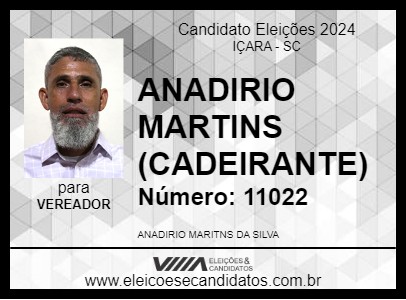 Candidato ANADIRIO MARTINS (CADEIRANTE) 2024 - IÇARA - Eleições