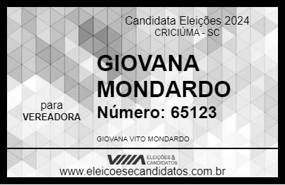 Candidato GIOVANA MONDARDO 2024 - CRICIÚMA - Eleições