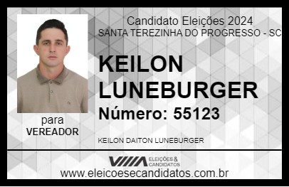 Candidato KEILON LUNEBURGER 2024 - SANTA TEREZINHA DO PROGRESSO - Eleições