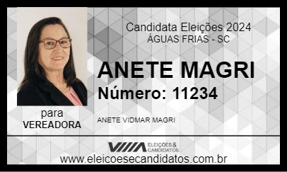 Candidato ANETE MAGRI 2024 - ÁGUAS FRIAS - Eleições