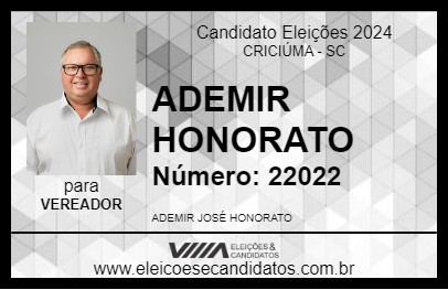 Candidato ADEMIR HONORATO 2024 - CRICIÚMA - Eleições