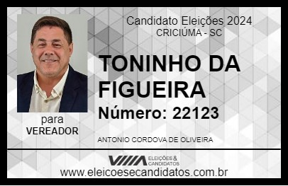 Candidato TONINHO DA FIGUEIRA 2024 - CRICIÚMA - Eleições