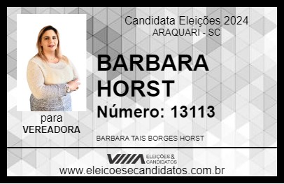 Candidato BARBARA HORST 2024 - ARAQUARI - Eleições