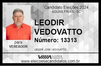 Candidato LEODIR VEDOVATTO 2024 - ÁGUAS FRIAS - Eleições