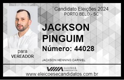 Candidato JACKSON PINGUIM 2024 - PORTO BELO - Eleições