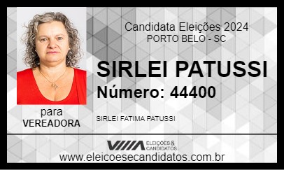 Candidato SIRLEI PATUSSI 2024 - PORTO BELO - Eleições